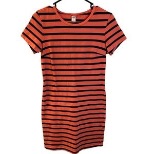 Old Navy Orange and Black Striped Midi Dress